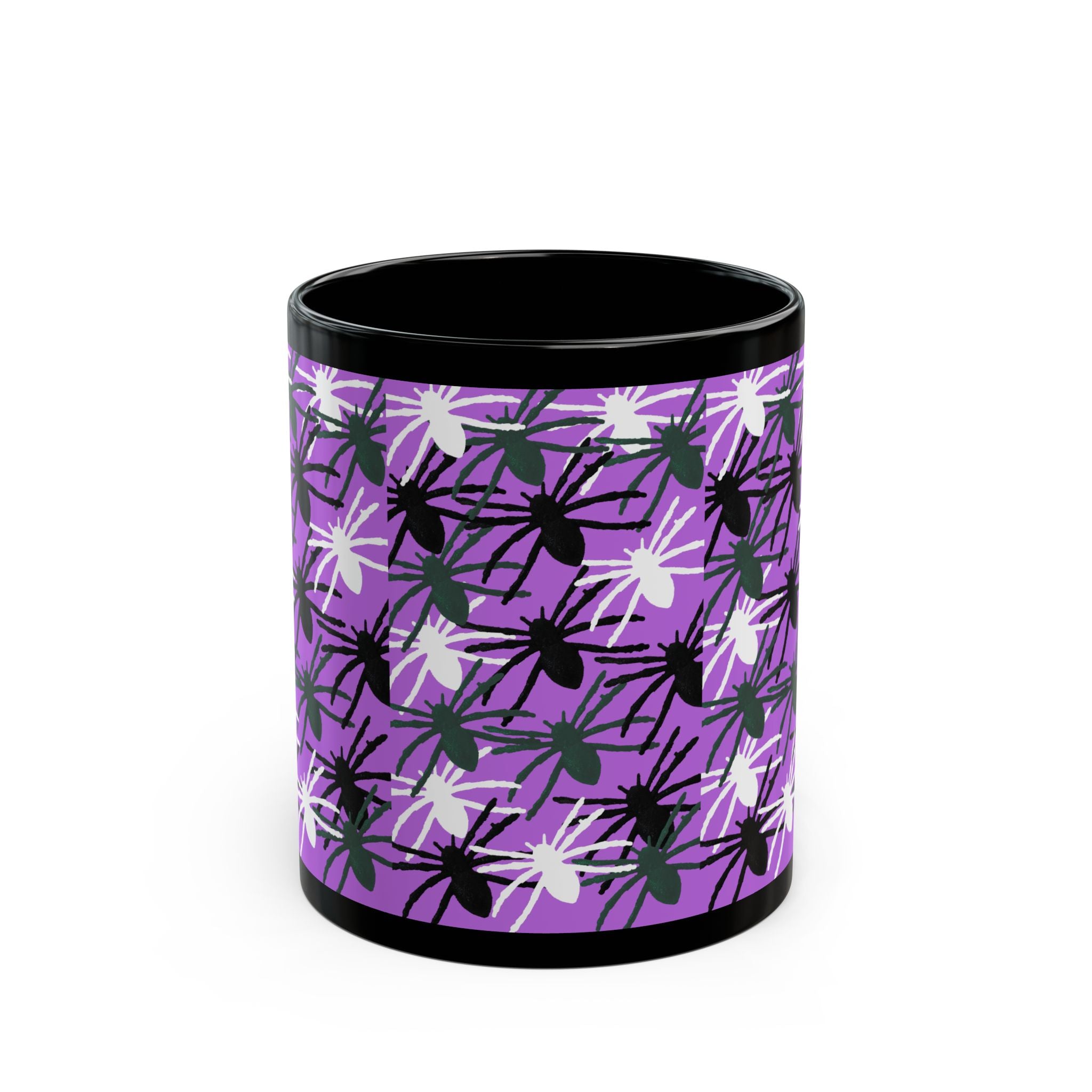 Spooky Spider Pattern Black Coffee Mug (11oz, 15oz)