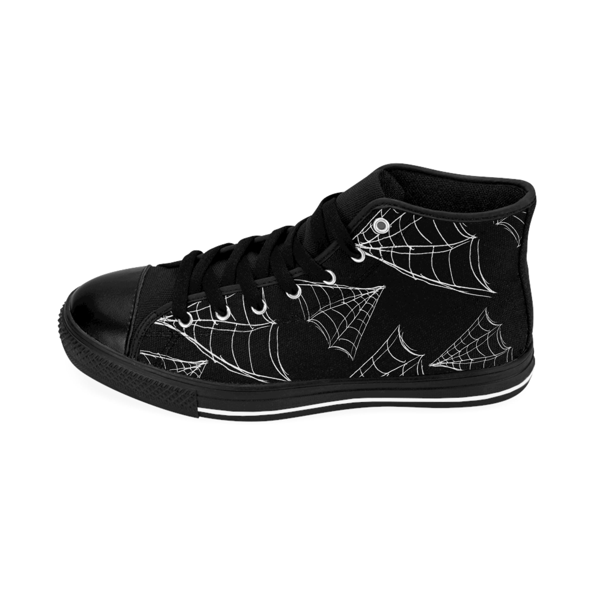 Spiderweb High-Top Sneakers — Black Gothic Men’s Classic Sneakers