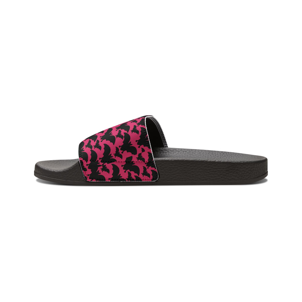 Women's Slide Sandals — Pink & Black Cat Pattern Removable-Strap Slides