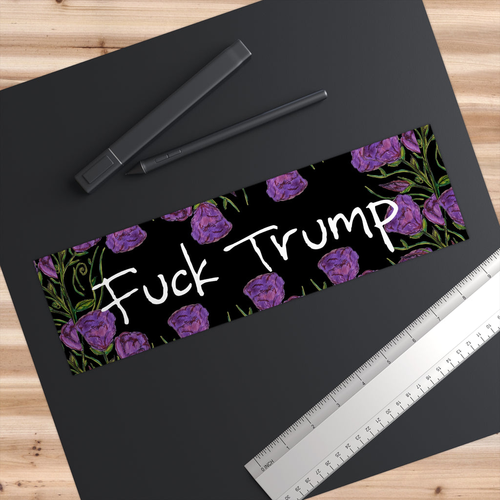 Anti-Trump Bumper Sticker — Floral "Fuck Trump" Political Decal