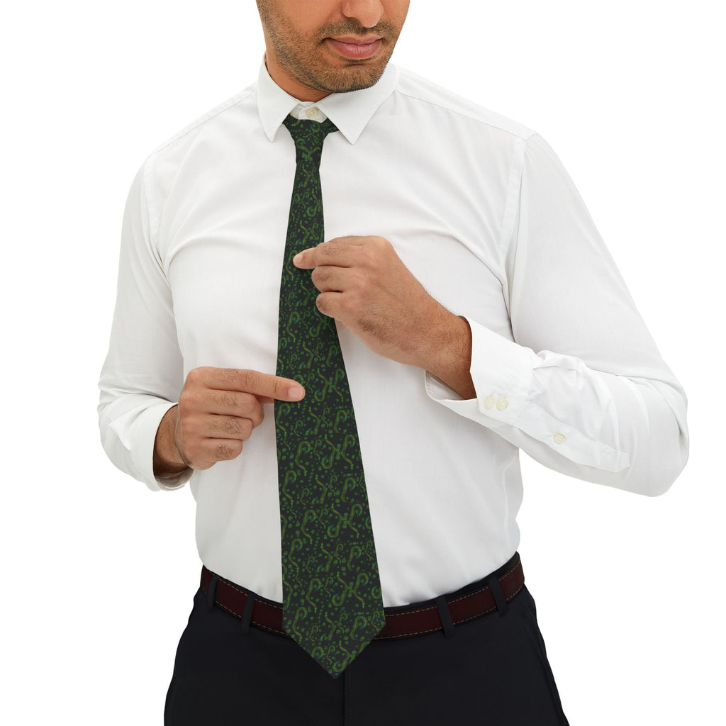 Green Money Pattern Necktie — Subtle Dollar Sign Print for Business & St. Patrick’s Day