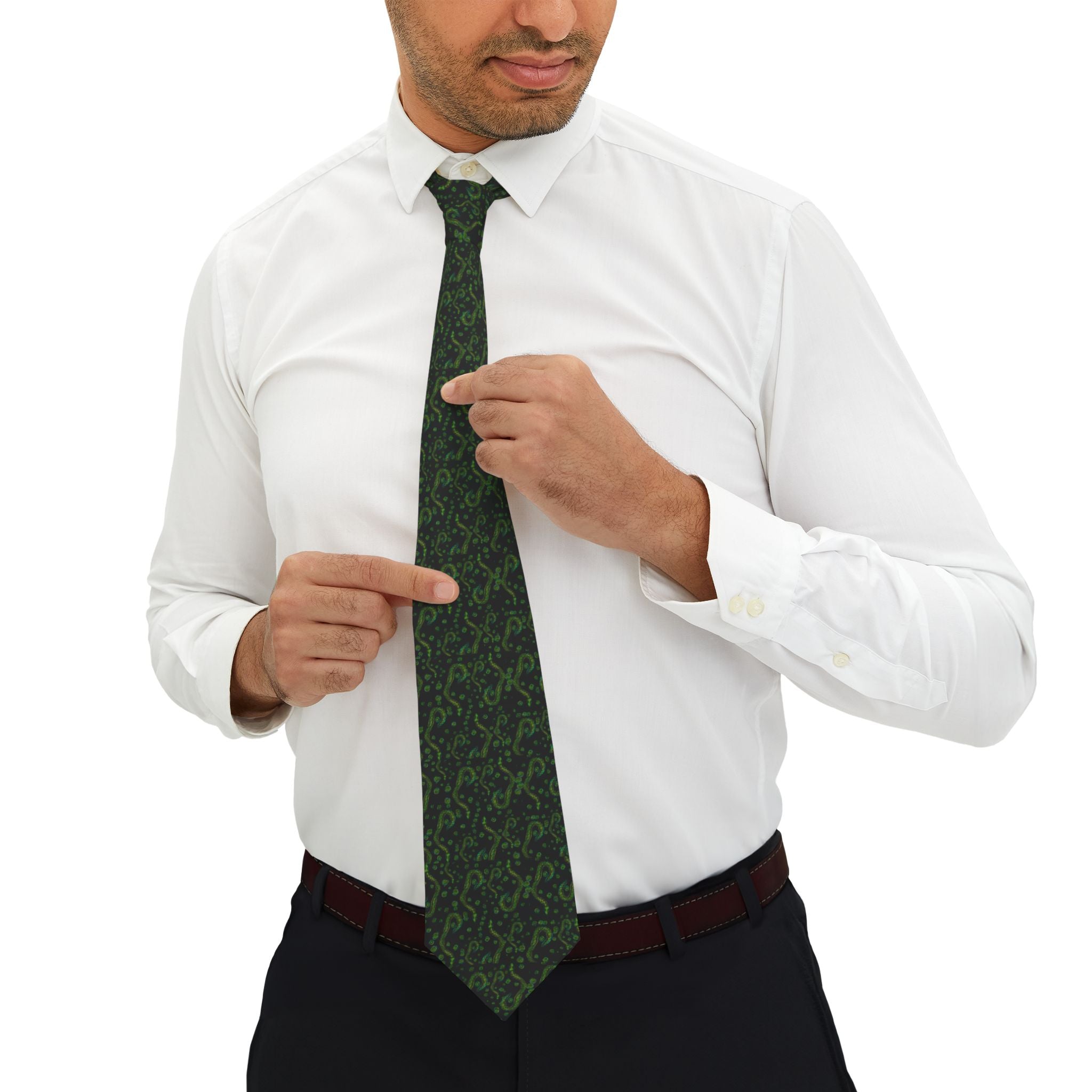 Green Money Pattern Necktie — Subtle Dollar Sign Print for Business & St. Patrick’s Day