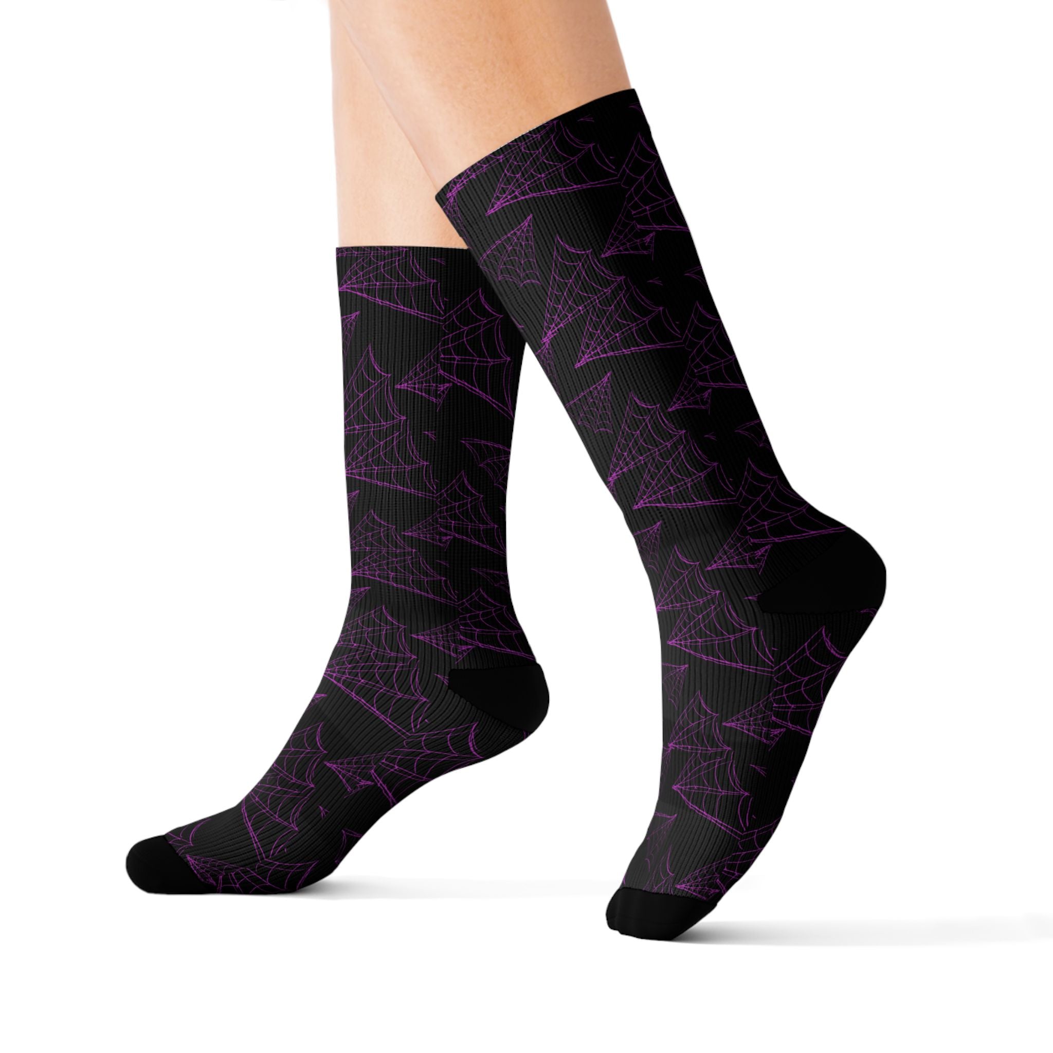 LULLABY Purple Socks — Stylish Black & Violet Crew Socks