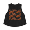 Moth Pattern Crop Top — Autumn Brown Vintage Moth Print