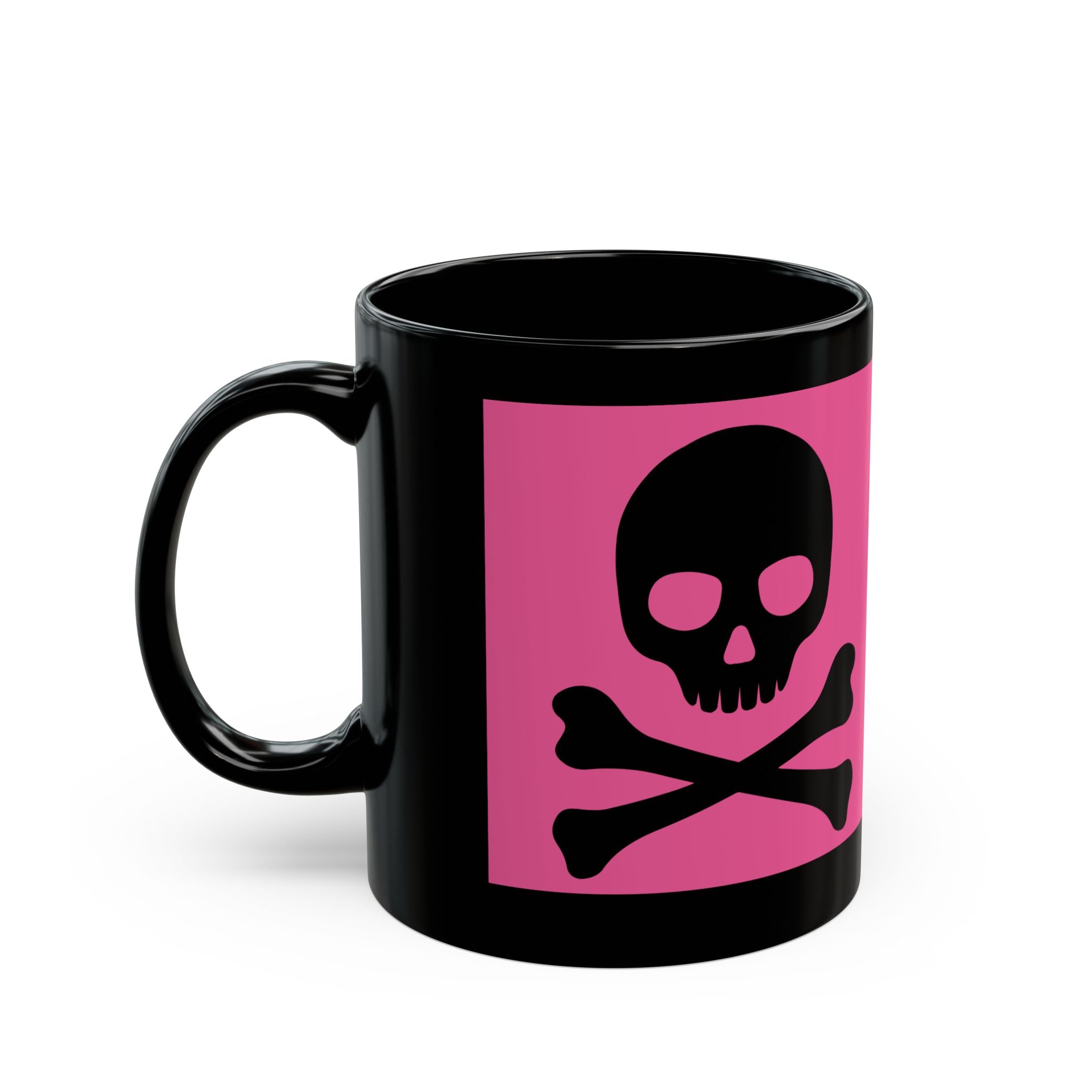 Pink Skull & Crossbones Black Coffee Mug — Gothic Punk 11oz/15oz