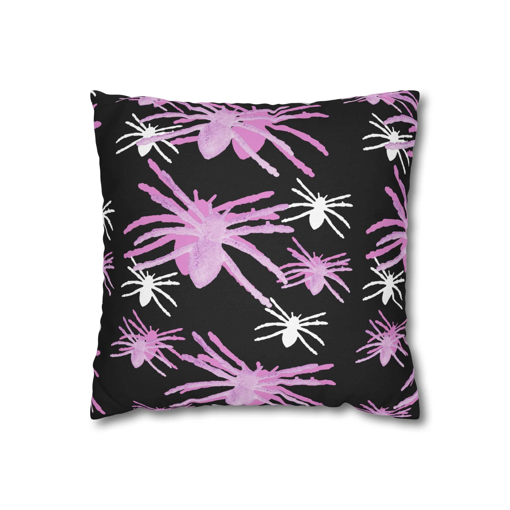 Pink Spider Pattern Pillowcase — Decorative Square Throw Pillow Cover