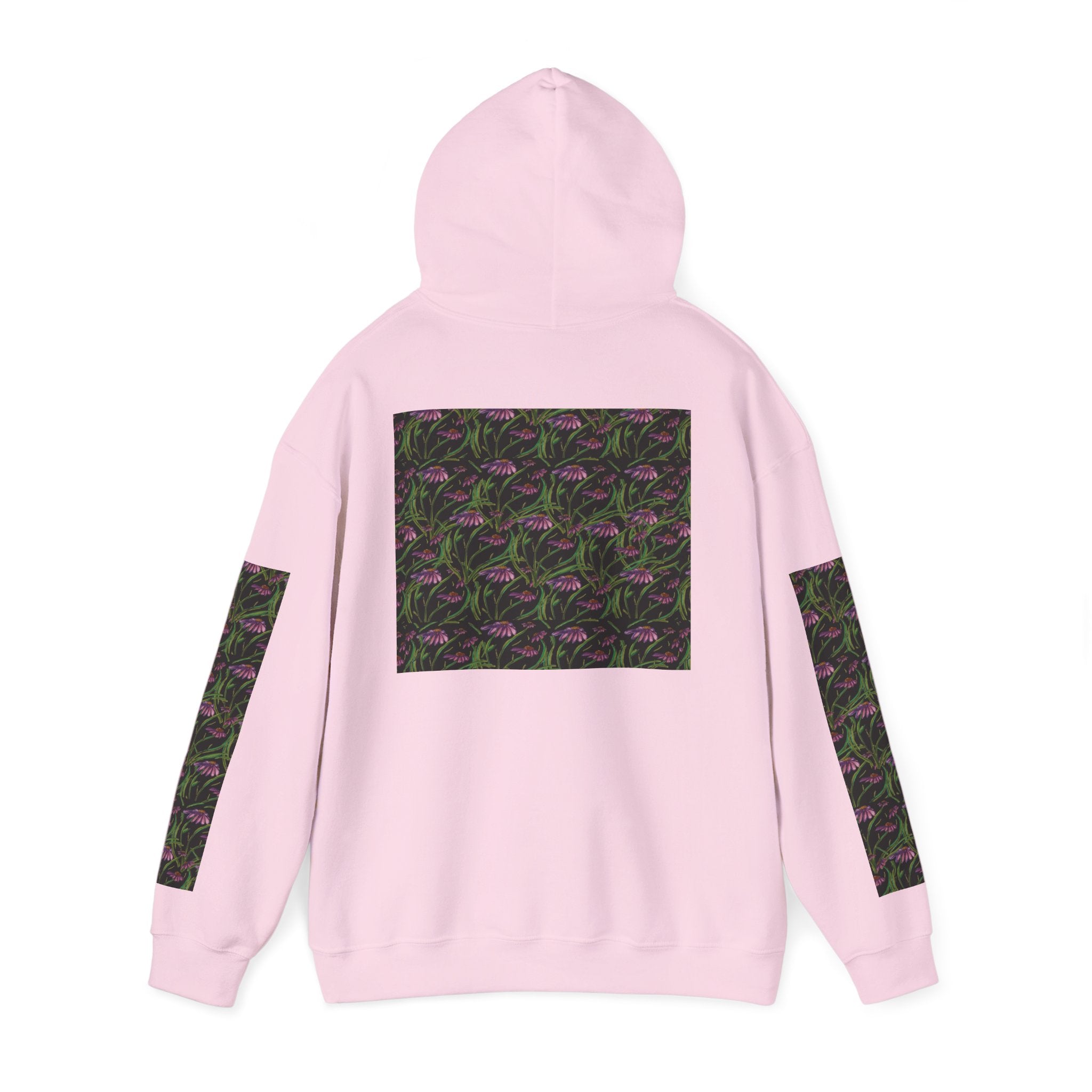 Floral Nightshade Pattern Hoodie — Dark Purple Botanical Print Sweatshirt