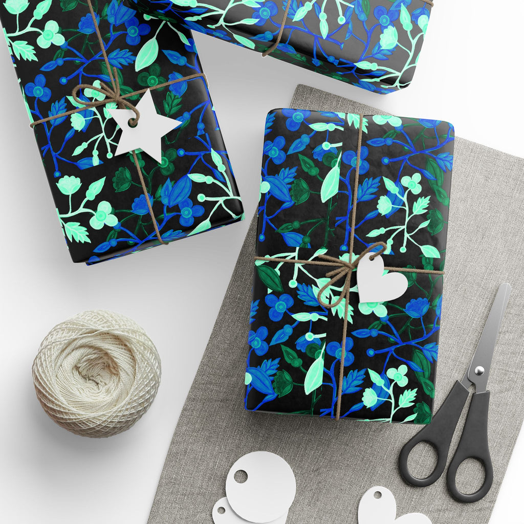 THE SAME DEEP WATER AS YOU Blue Botanical Wrapping Paper