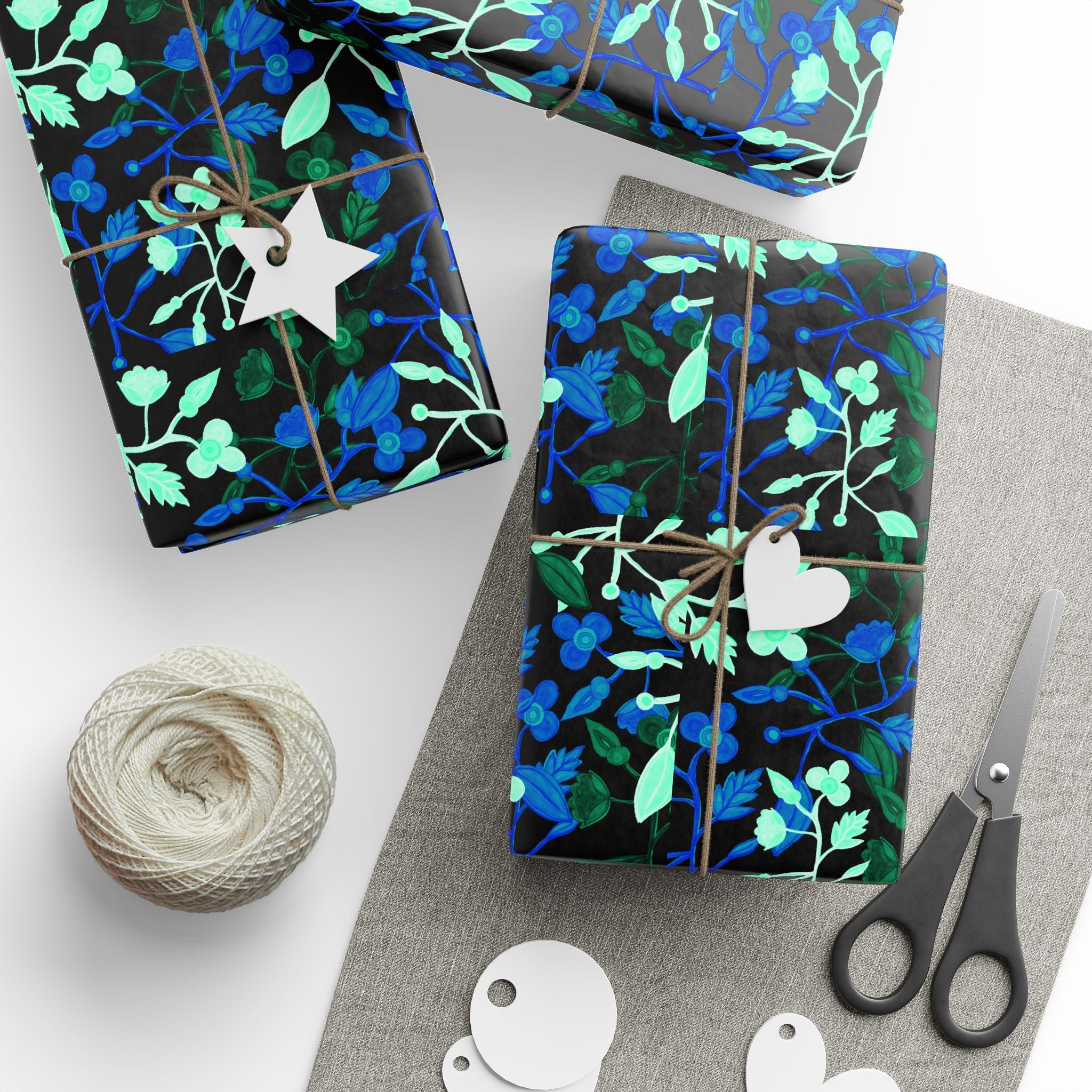 THE SAME DEEP WATER AS YOU Blue Botanical Wrapping Paper