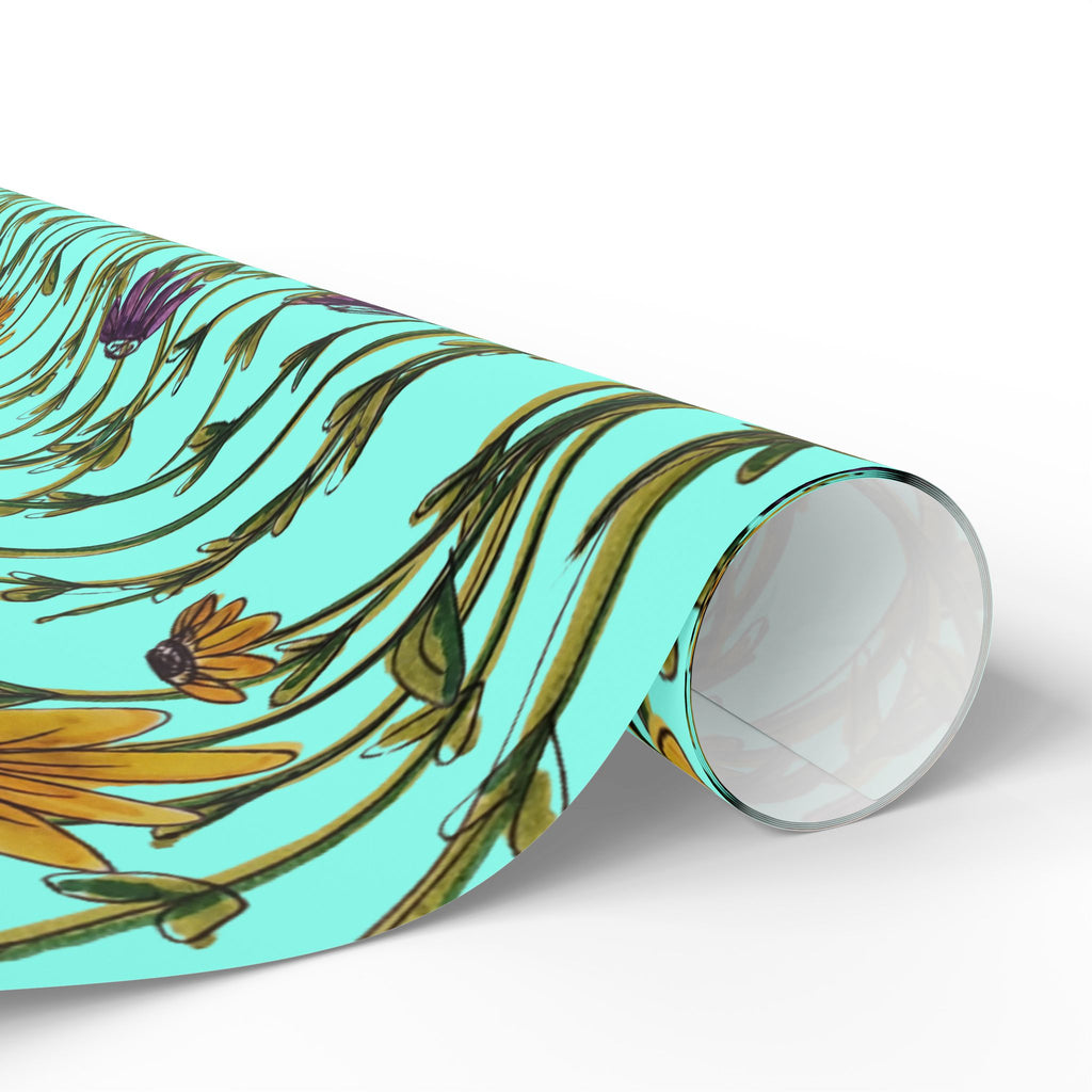 Floral Meadow Wrapping Paper — Turquoise Wildflower Gift Wrap