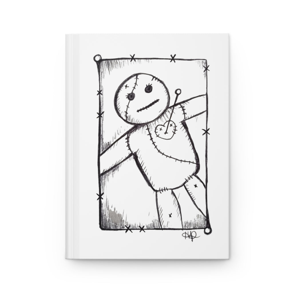 Voodoo Doll Sketch Hardcover Journal — Hand-Drawn Gothic Notebook