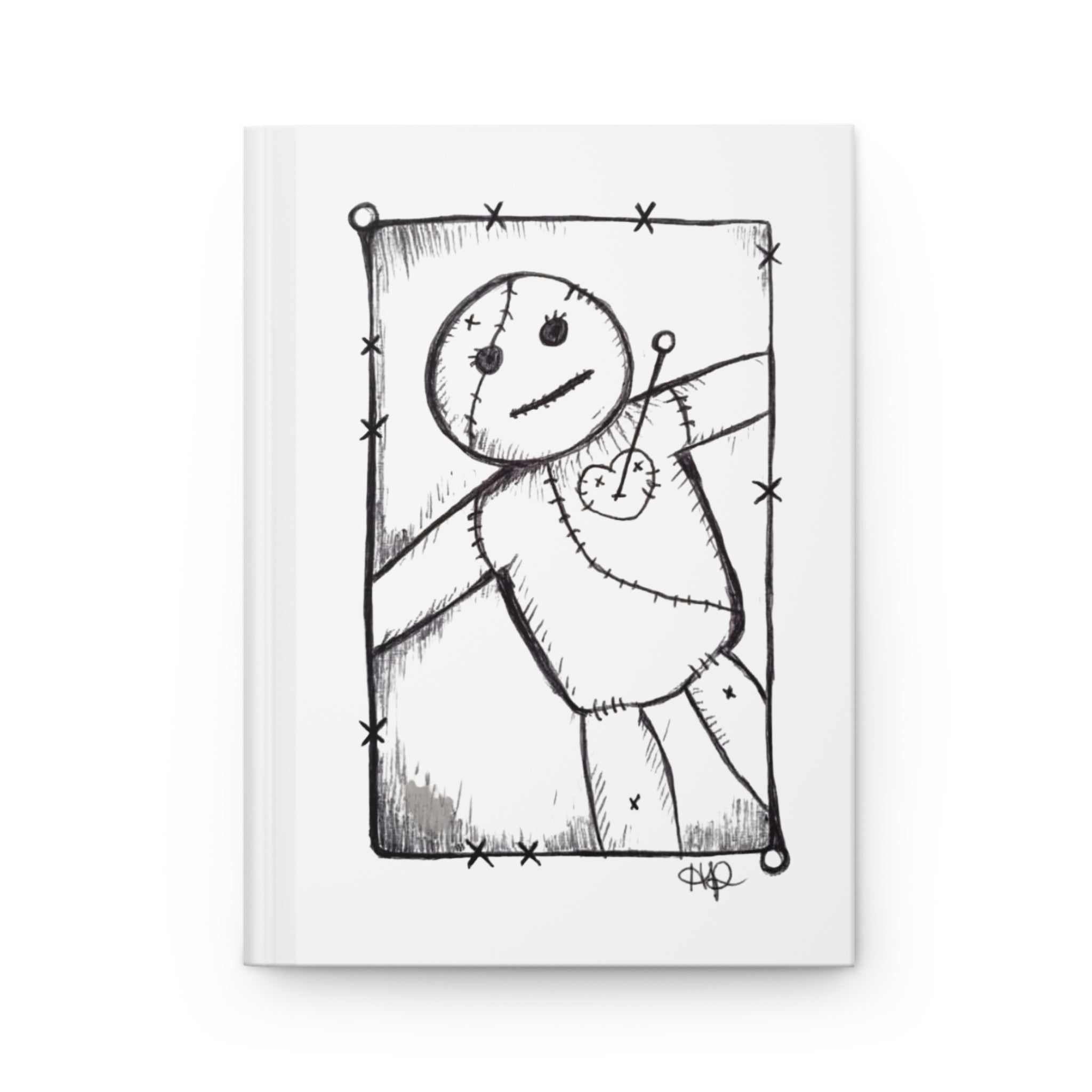 Voodoo Doll Sketch Hardcover Journal — Hand-Drawn Gothic Notebook