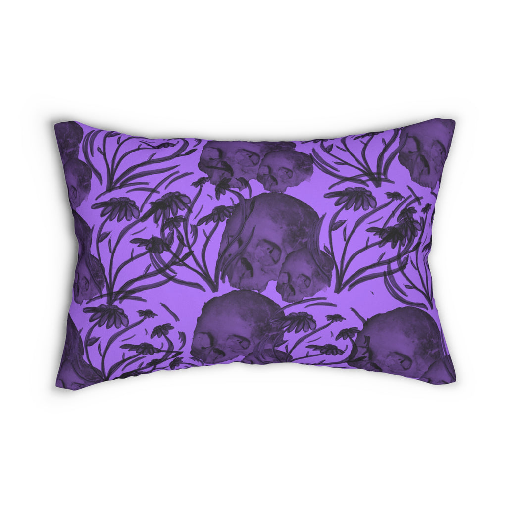 Purple Skull Floral Lumbar Pillow