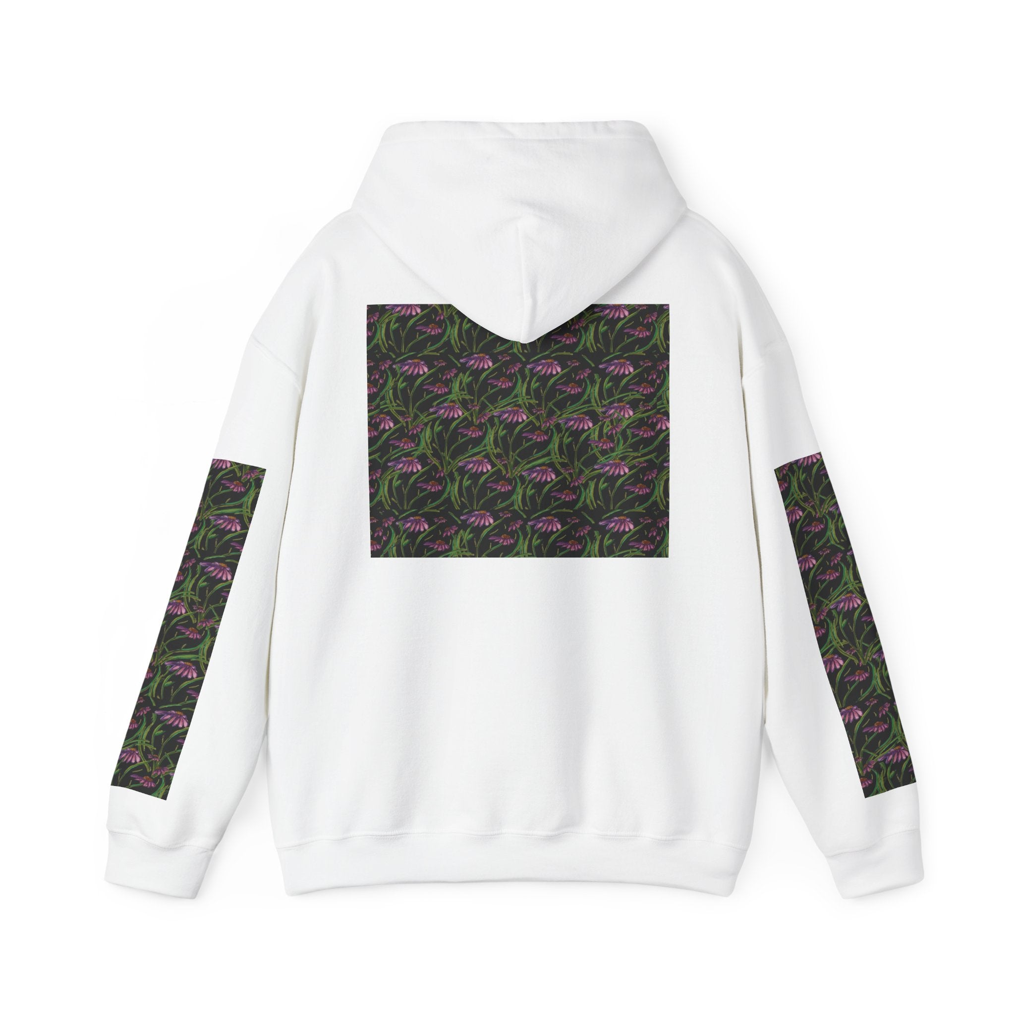 Floral Nightshade Pattern Hoodie — Dark Purple Botanical Print Sweatshirt