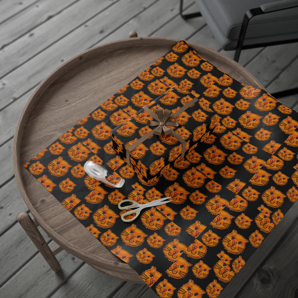 LOVE CATS Wrapping Paper Roll – Orange Cat Pattern Gift Wrap