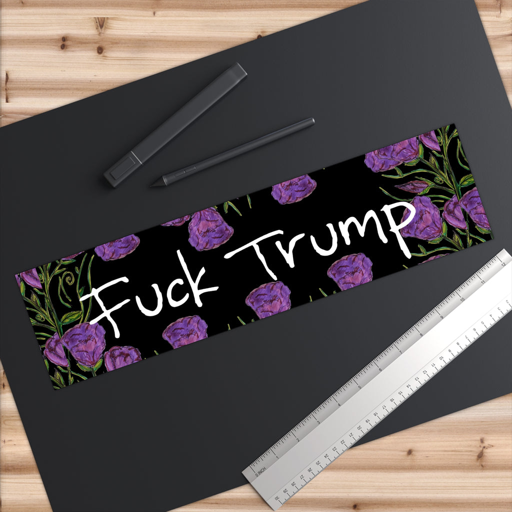Anti-Trump Bumper Sticker — Floral "Fuck Trump" Political Decal