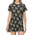 NANCY Print T-Shirt Dress — All-Over leaf Pattern