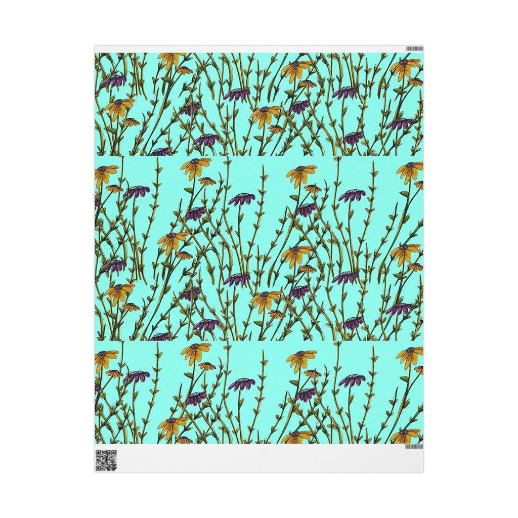 Floral Meadow Wrapping Paper — Turquoise Wildflower Gift Wrap