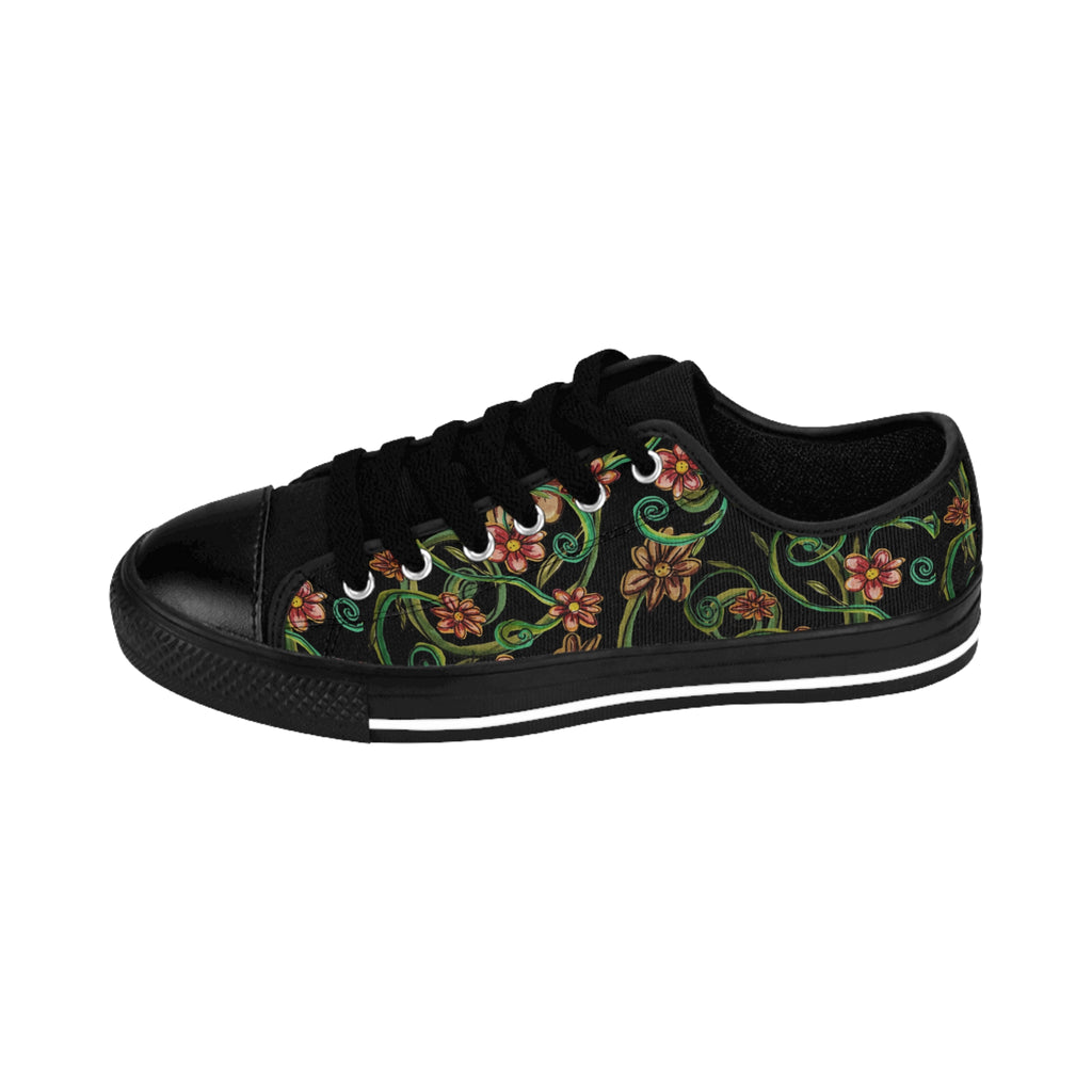 Floral Vine Low-Top Sneakers — Women's Patterned Casual Shoes