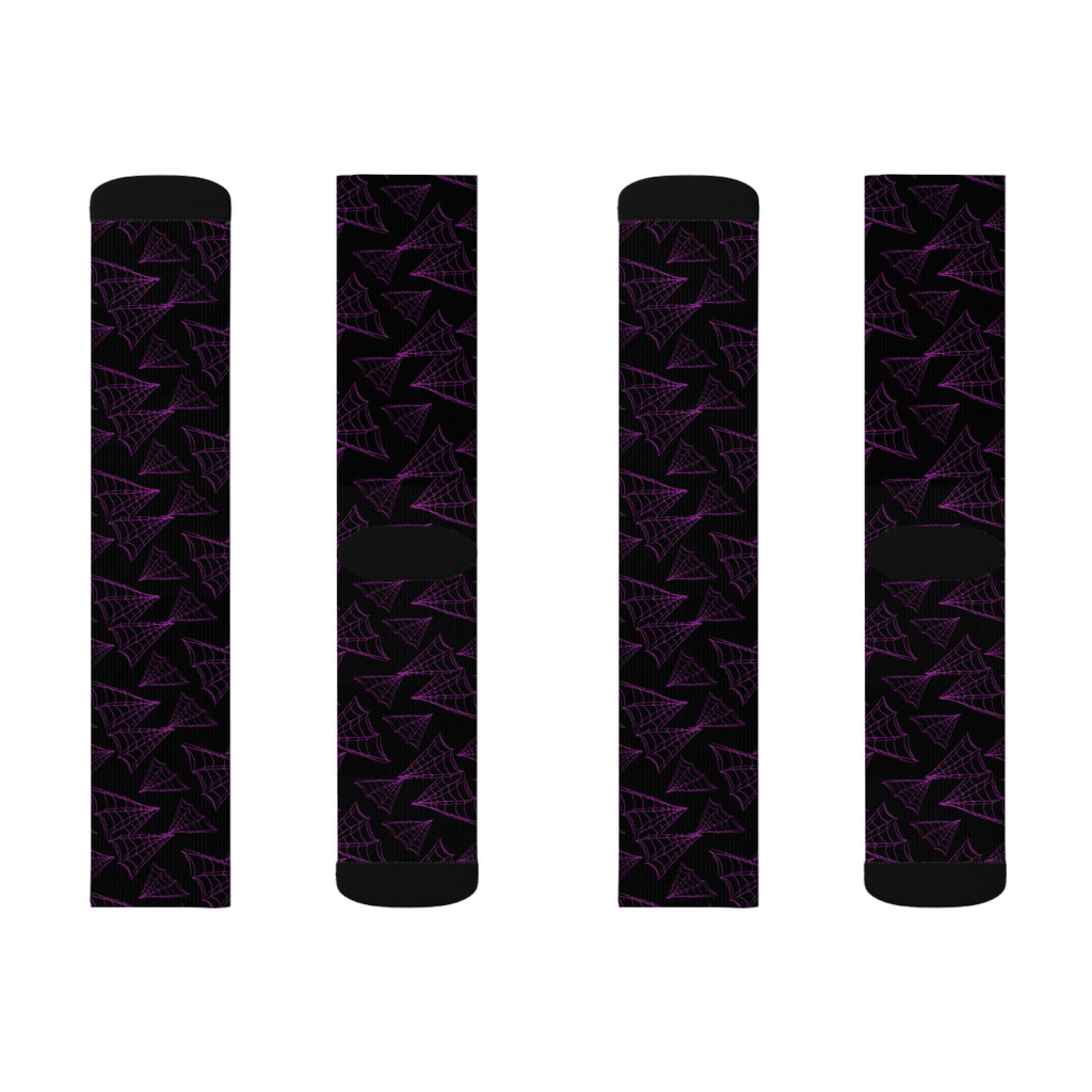LULLABY Purple Socks — Stylish Black & Violet Crew Socks