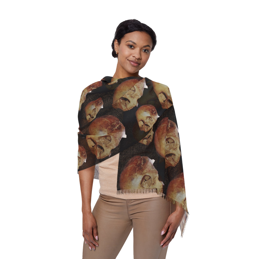 Skull Pattern Lightweight Scarf — Gothic Day of the Dead Fashion Accessory