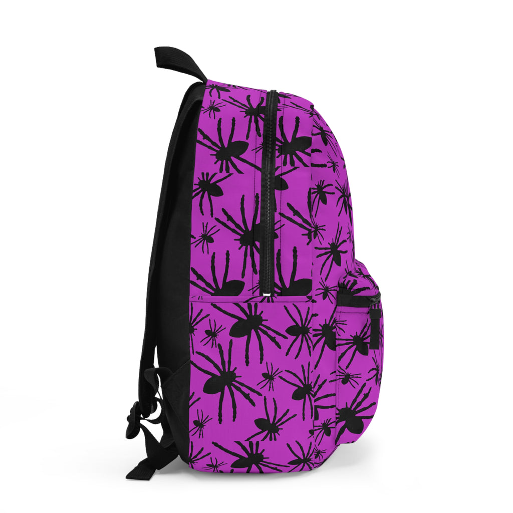Spider Pattern Backpack — Pink Gothic Daypack for Halloween & Alternative Style