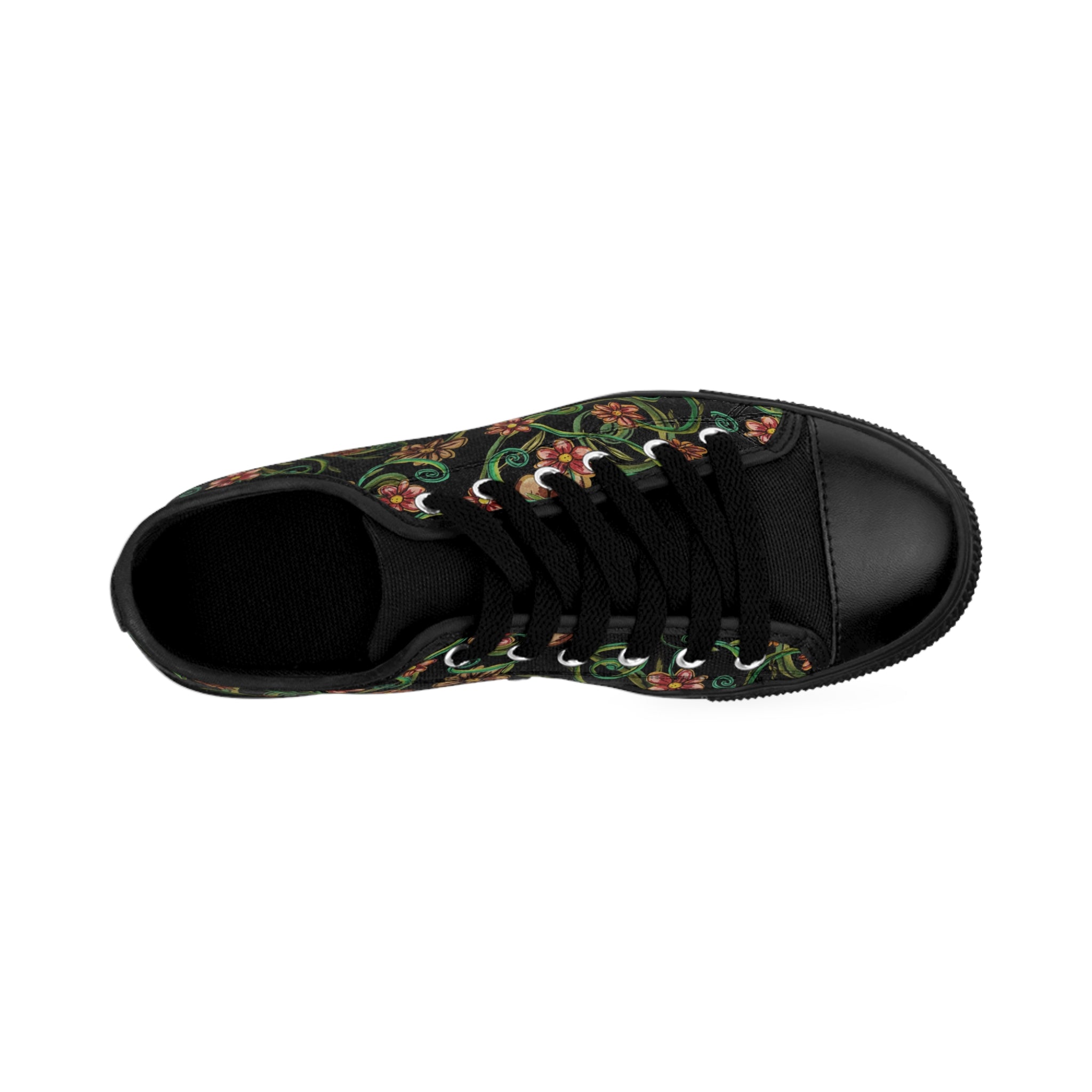 Floral Vine Low-Top Sneakers — Women's Patterned Casual Shoes