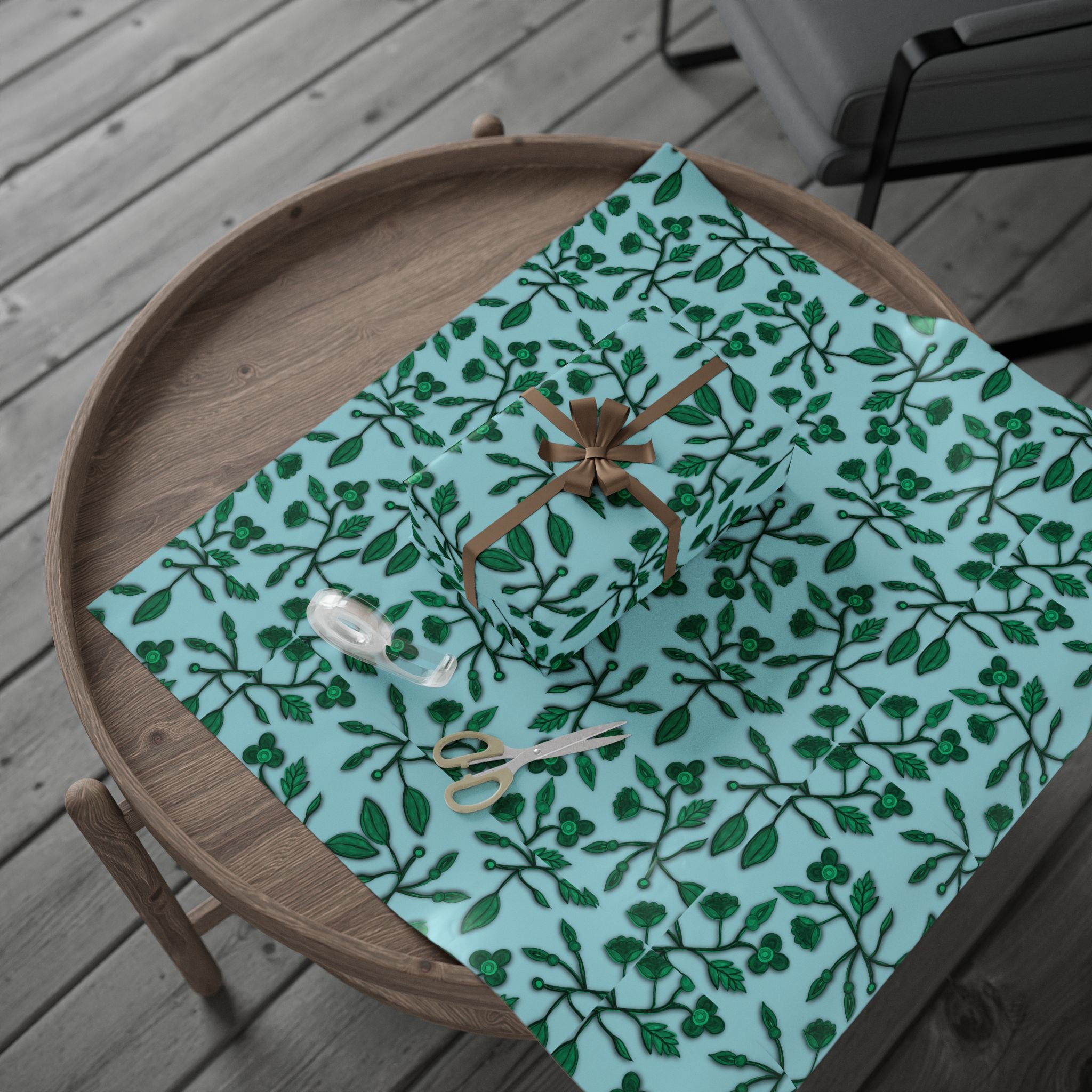 LOST Wrapping Paper — Teal Leaf Gift Wrap