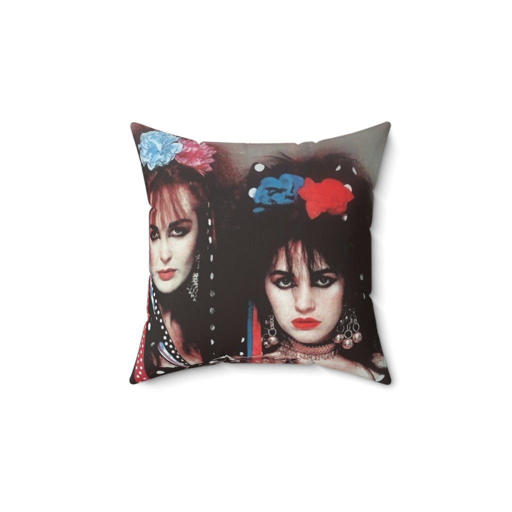 Strawberry Switchblade Square Pillow — Retro 80s Darkwave Decorative Throw Pillow