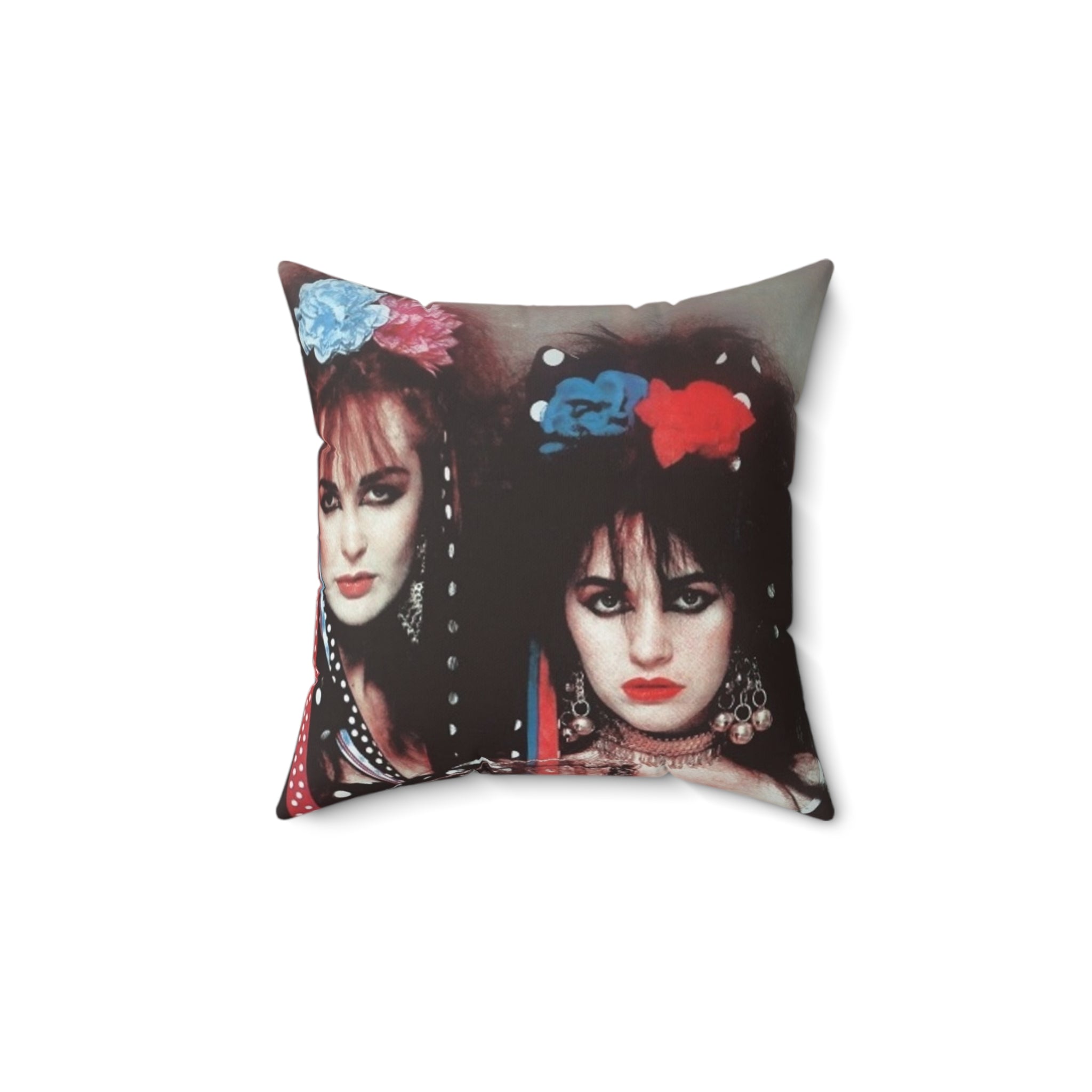 Strawberry Switchblade Square Pillow — Retro 80s Darkwave Decorative Throw Pillow