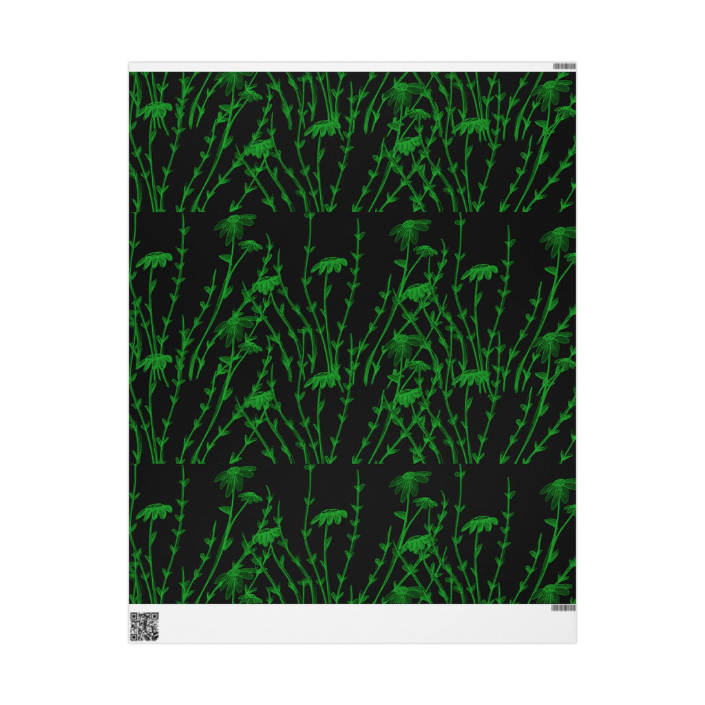 Botanical Black & Neon Green Wrapping Paper — Floral Gift Wrap for Gothic, Eco-Chic & Halloween Occasions