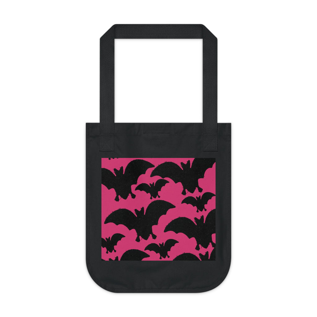 Bat Pattern Tote Bag — Pink & Black Halloween Canvas Tote