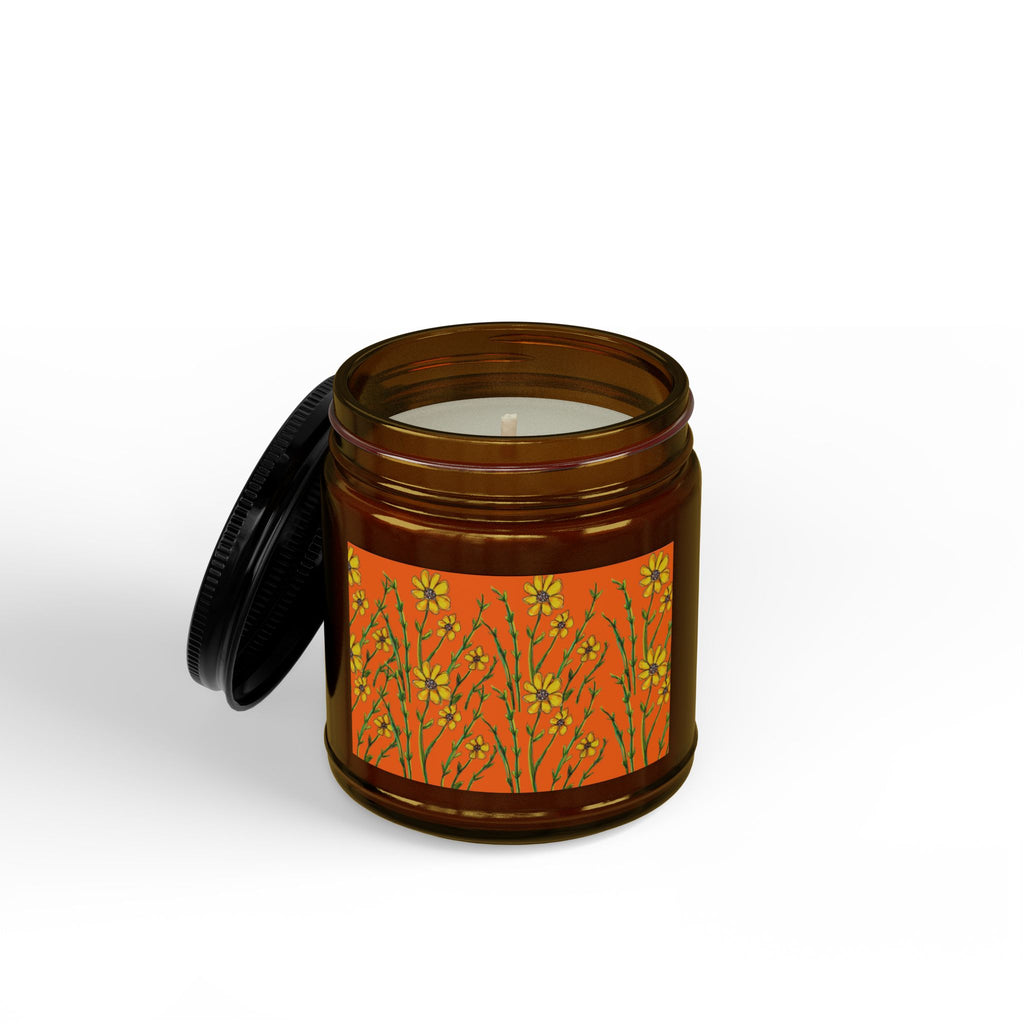 Wildflower Amber Soy Candle — 4oz & 9oz Scented Jar with Black Lid
