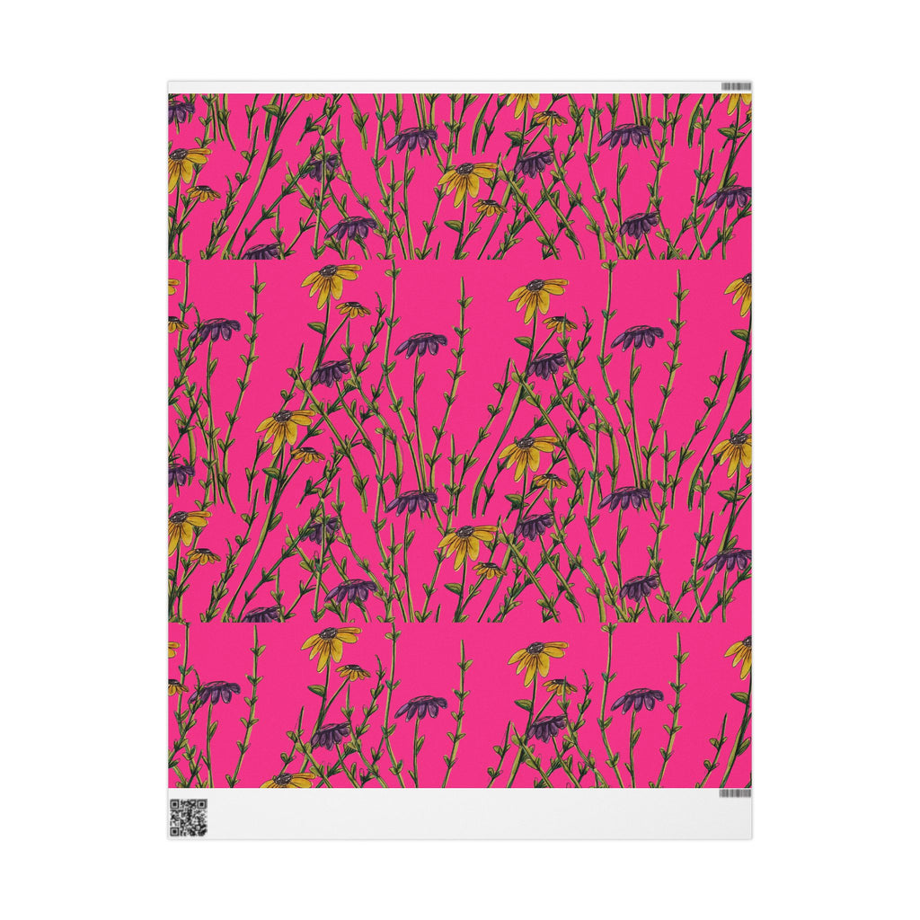 Bright Pink Wildflower Wrapping Paper — Floral Gift Wrap Roll