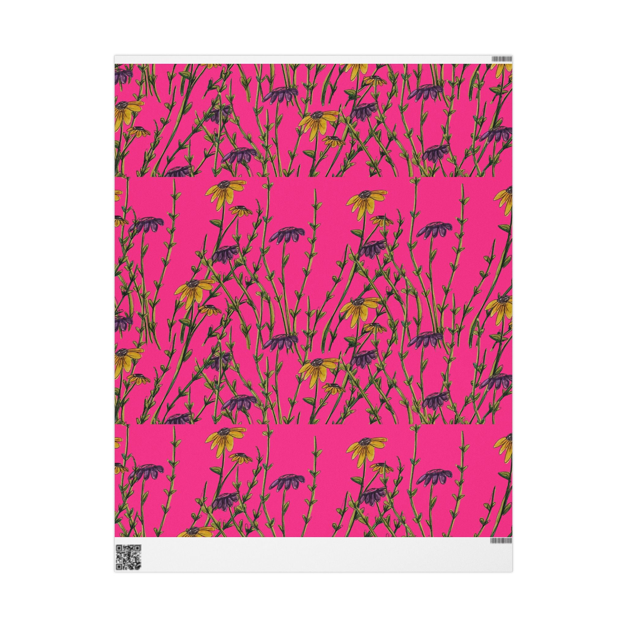 Bright Pink Wildflower Wrapping Paper — Floral Gift Wrap Roll
