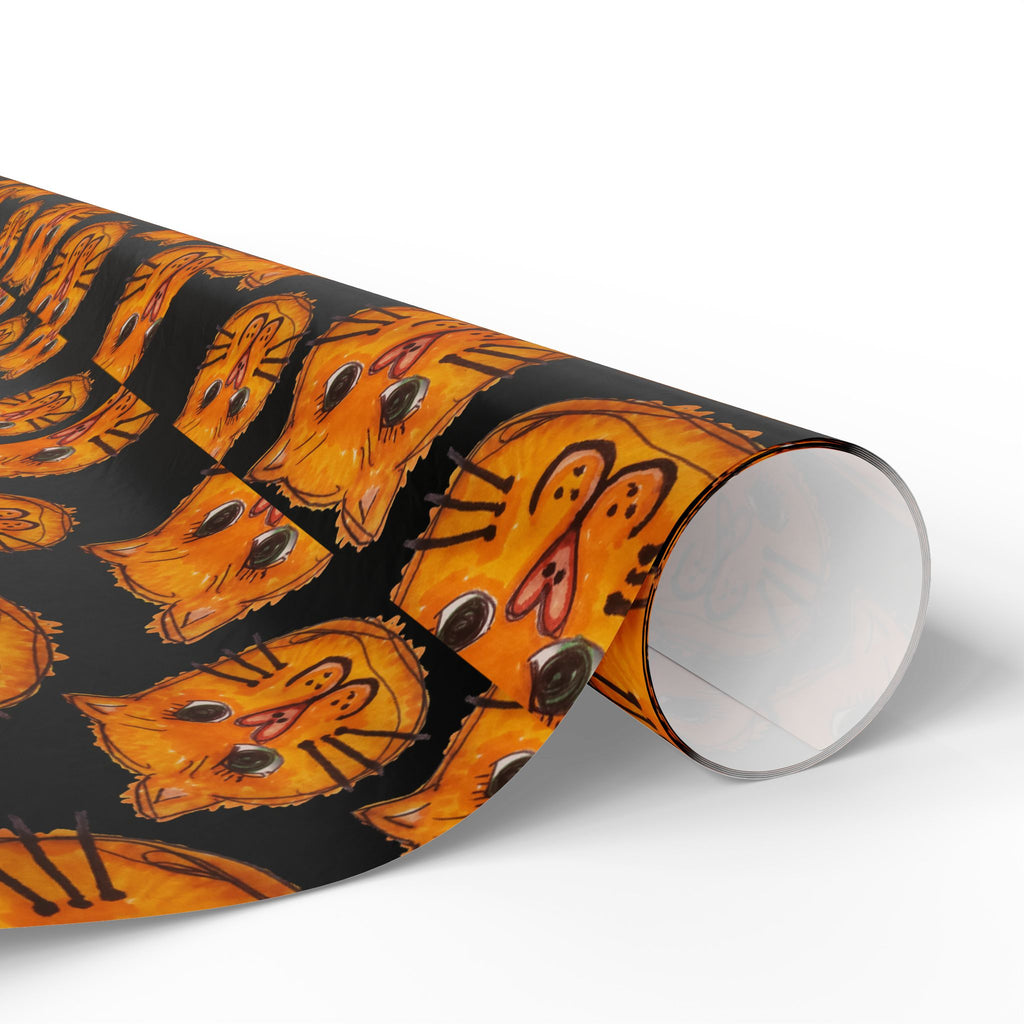 LOVE CATS Wrapping Paper Roll – Orange Cat Pattern Gift Wrap