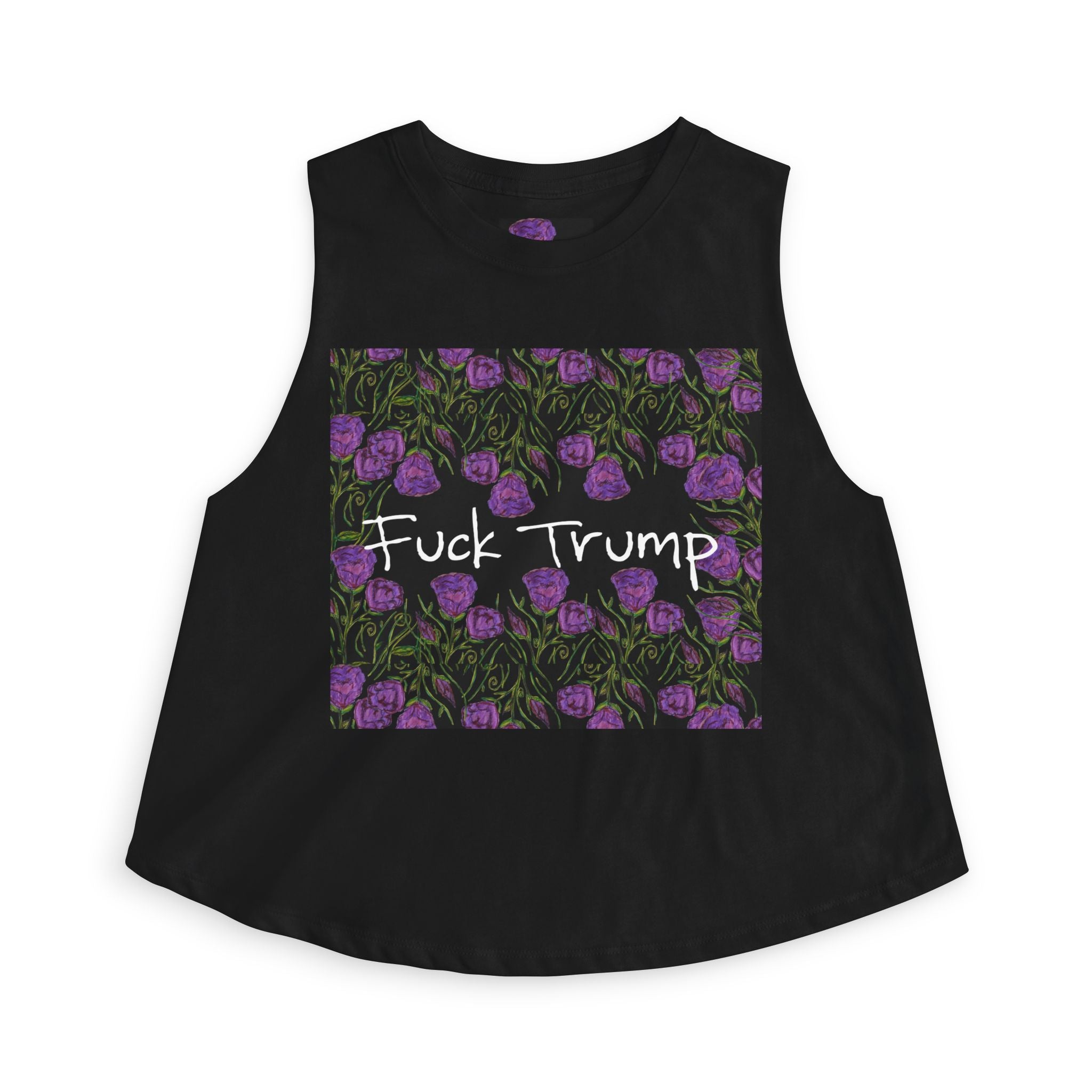 Crop Top - Floral Graphic "Fuck Trump" Protest Tank