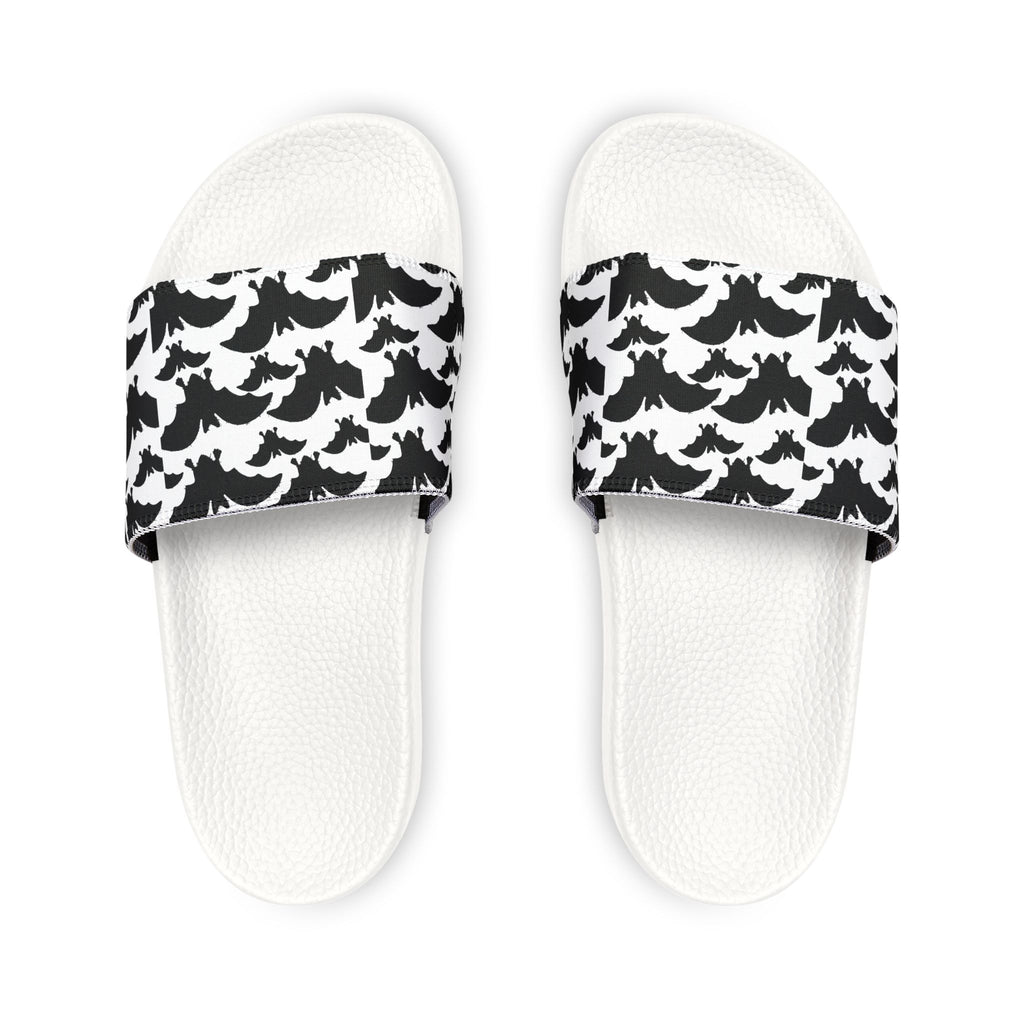 Men's Slide Sandals — Black Bat Pattern Removable-Strap Slides
