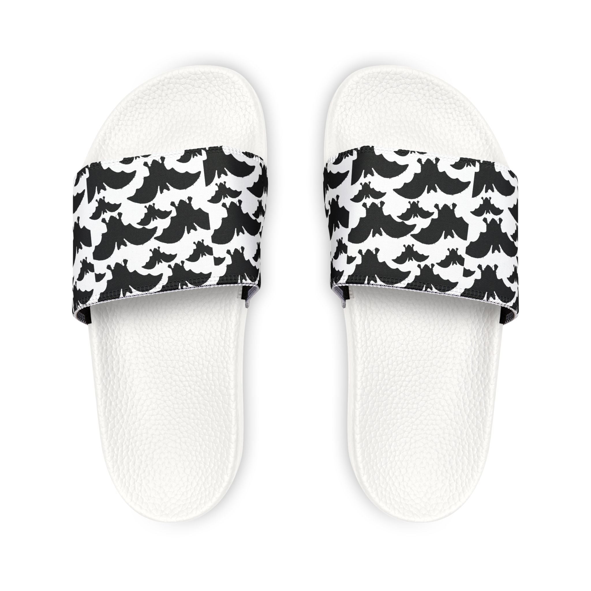 Men's Slide Sandals — Black Bat Pattern Removable-Strap Slides