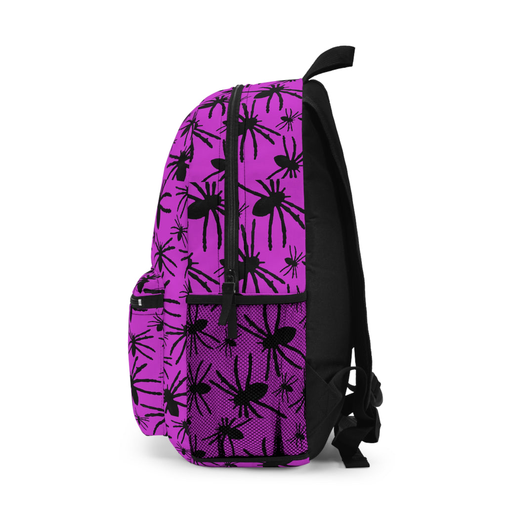 Spider Pattern Backpack — Pink Gothic Daypack for Halloween & Alternative Style