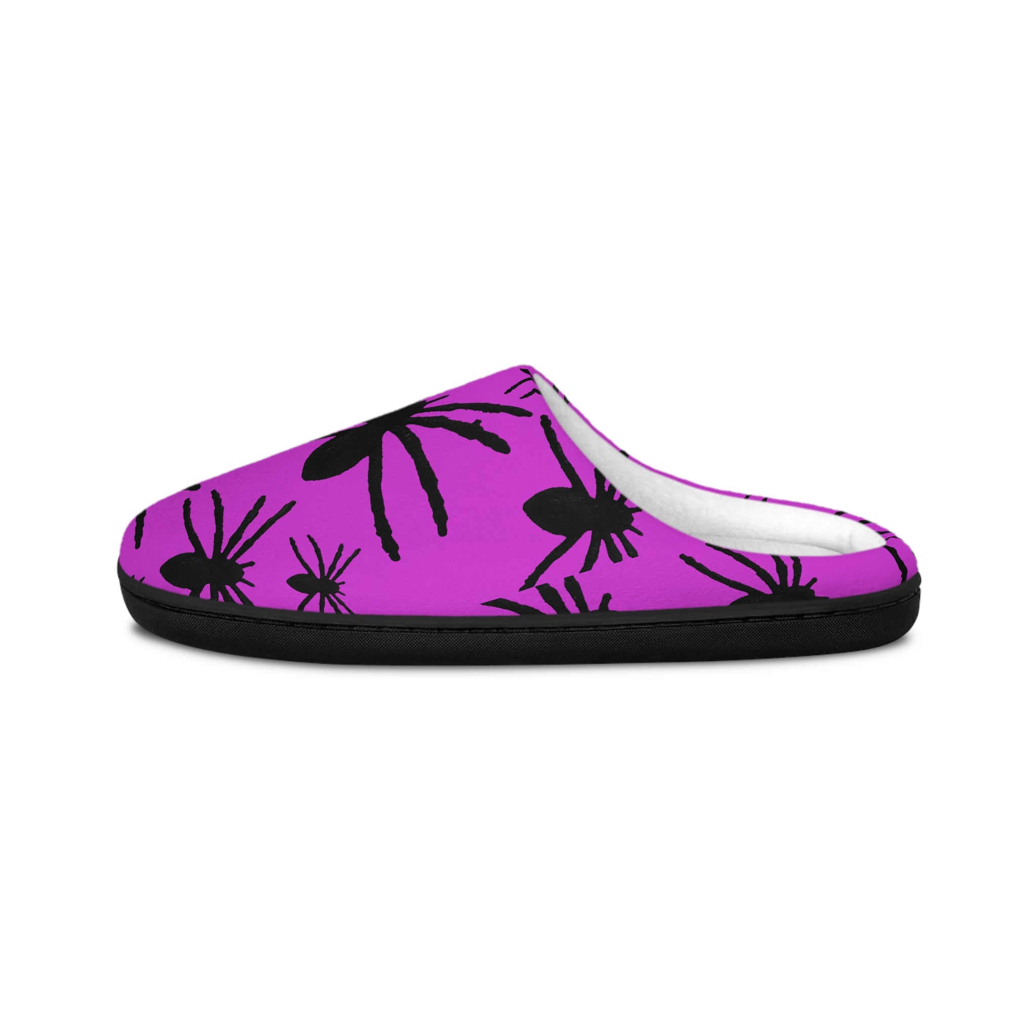 Spider Pattern Men's Indoor Slippers — Purple Halloween Cozy House Shoes