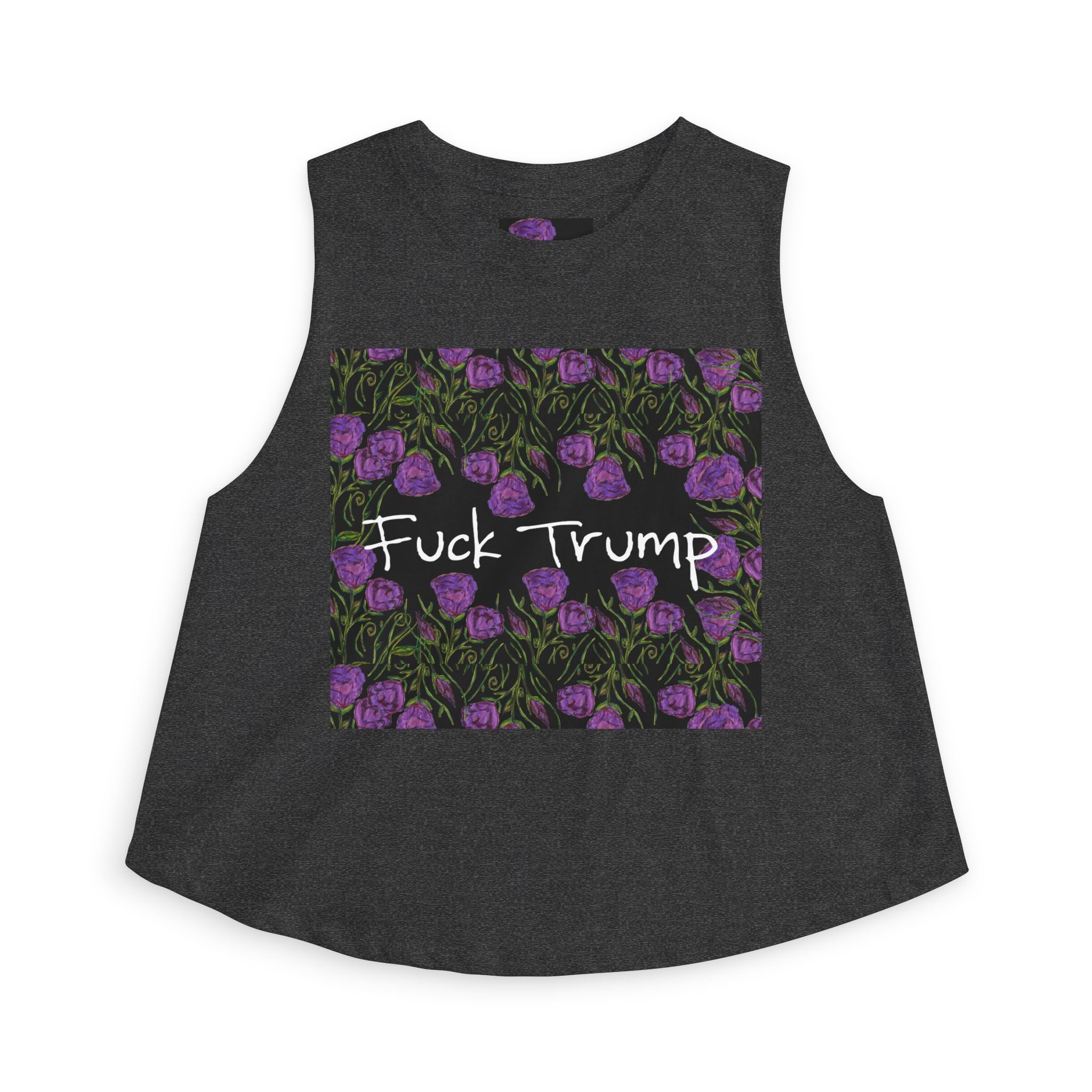 Crop Top - Floral Graphic "Fuck Trump" Protest Tank
