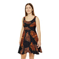 Autumn Moth Print Skater Dress — Women's Floral-Inspired Fall Dress