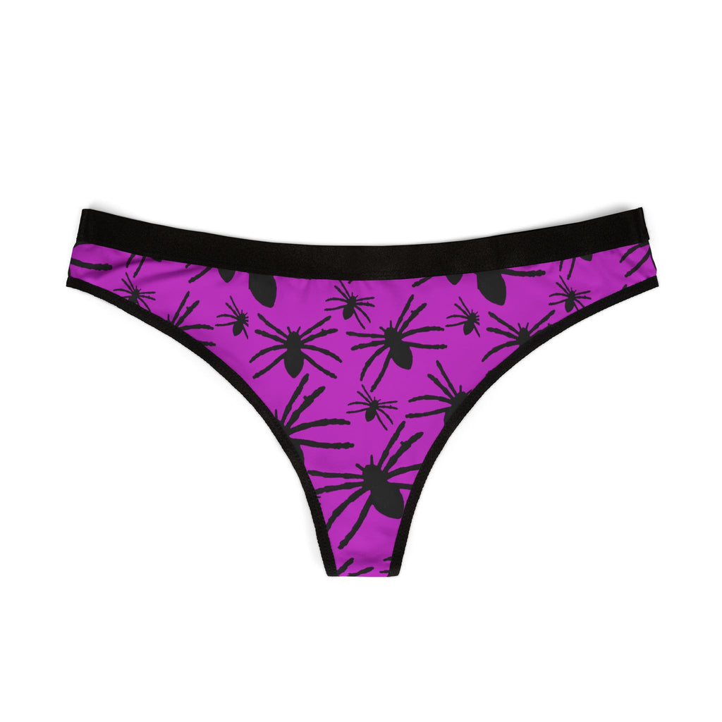 Women's Spider Print Thong - Purple Halloween Lingerie