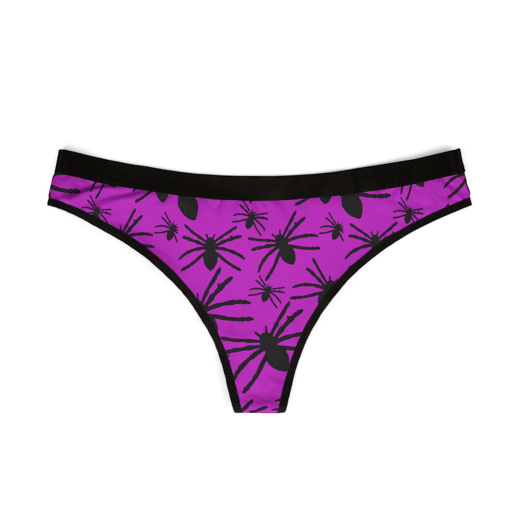 Women's Spider Print Thong - Purple Halloween Lingerie