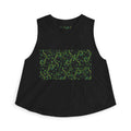 Crop Top — Neon Green Paisley Pattern Muscle Tank for Women